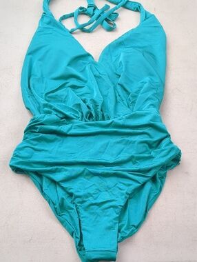 Nicolita Teal Halter One-Piece Swimsuit